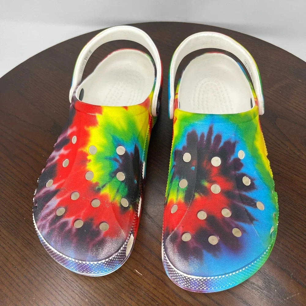 Crocs Baya‎ Clog Shoes Men's 9 Multicolor Tie Dye Slip On Sandal 206883 / W11